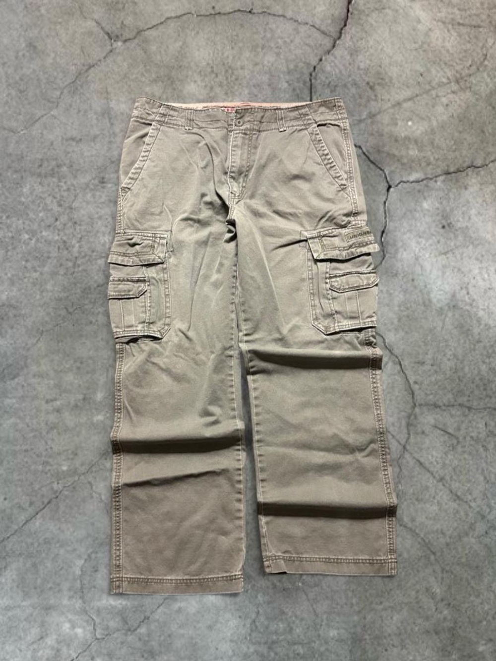 Y2K Unionbay Baggy Cargo Pants Distressed Brown 36x32